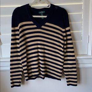 Knit shimmery sweater.